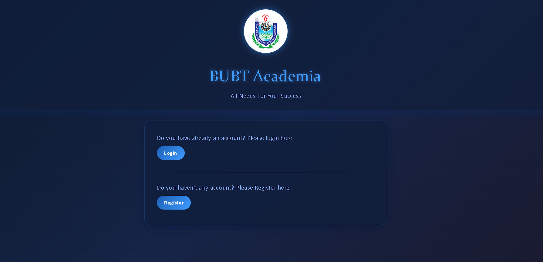 BUBT Academia Website Layout